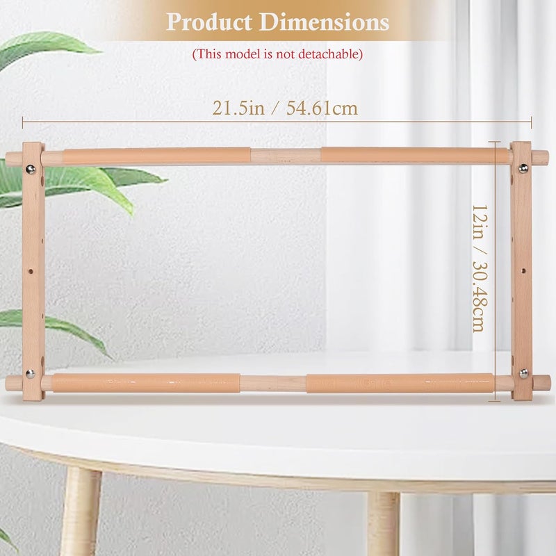 GuoFa Beech Wood Cross Stitch Frame Scroll Embroidery Hoop, Needlepoint Stretcher Bars & Stand, Quilting Stitching Holder for Cross Stitch Supplies, Embroidery Accessories & Needlework Projects - Image 2